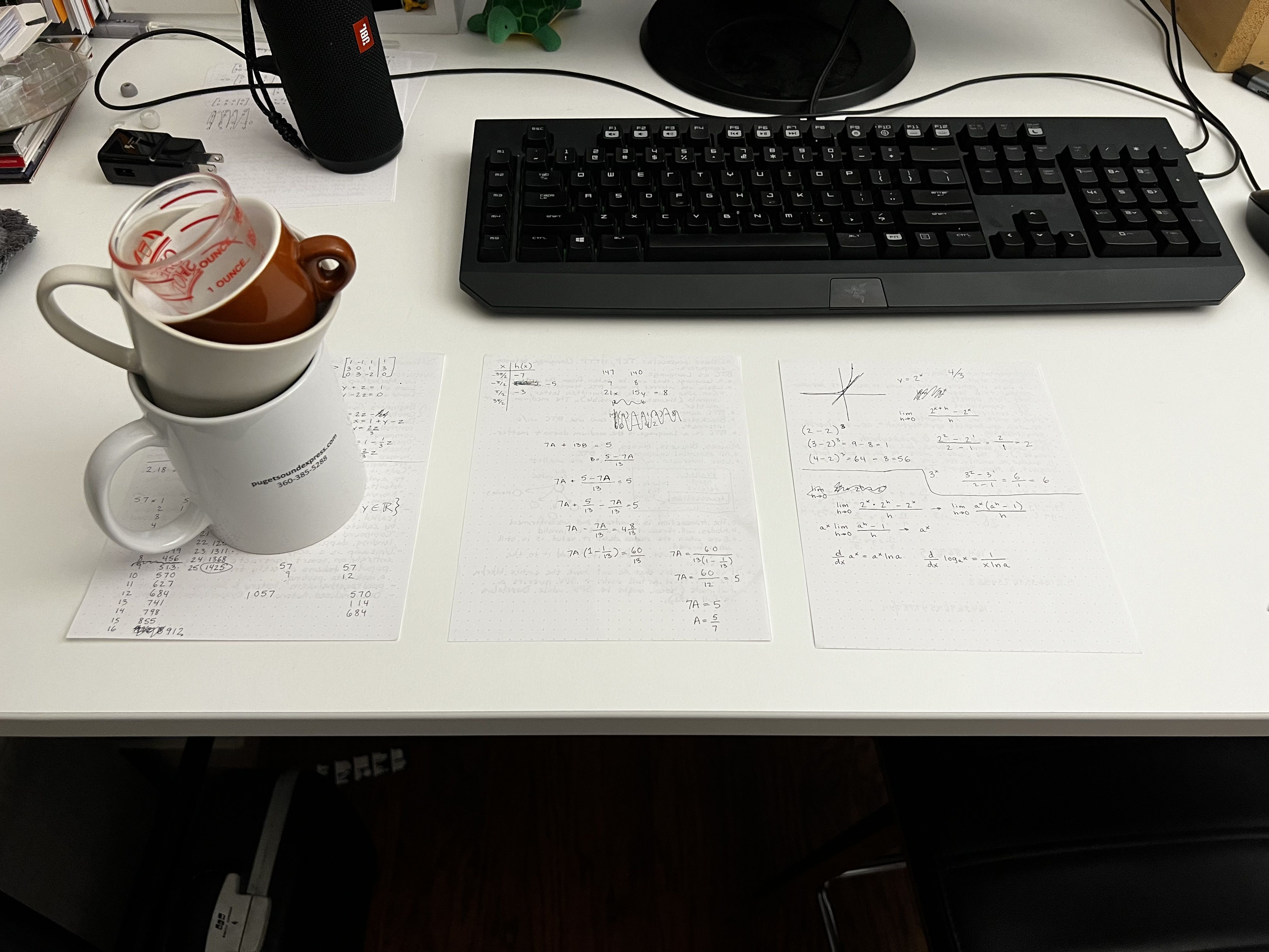 I used a tower of mugs to help me visualize the problem.