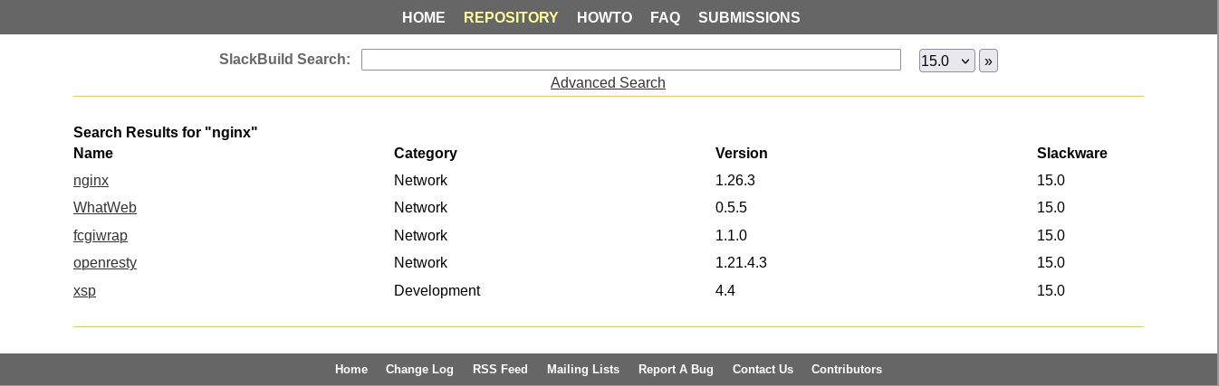 Viewing a package repository in slackbuilds